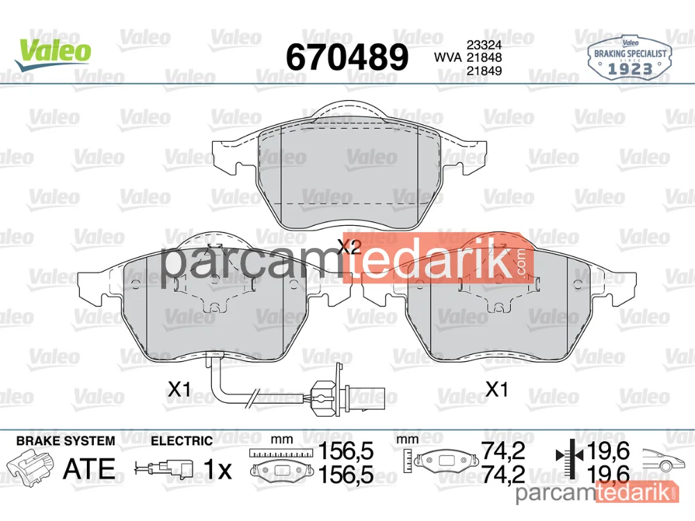 670489 | Fren Balatası — VW Sharan, Ford Galaxy I, Seat Alhambra